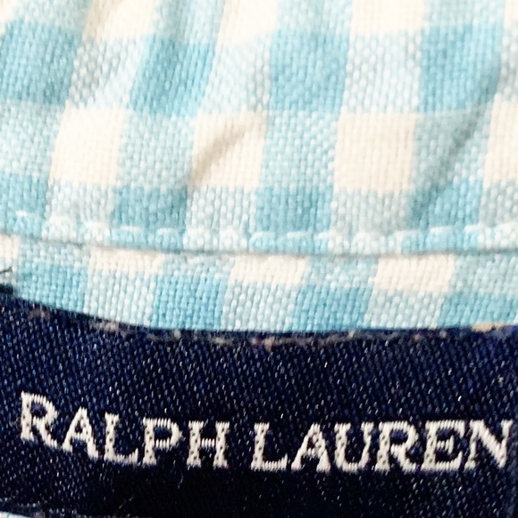 Ralph Lauren Gingham Print Button Front Shirt Dress Ruffled Hem Half Tab Sleeves - Picture 10 of 13